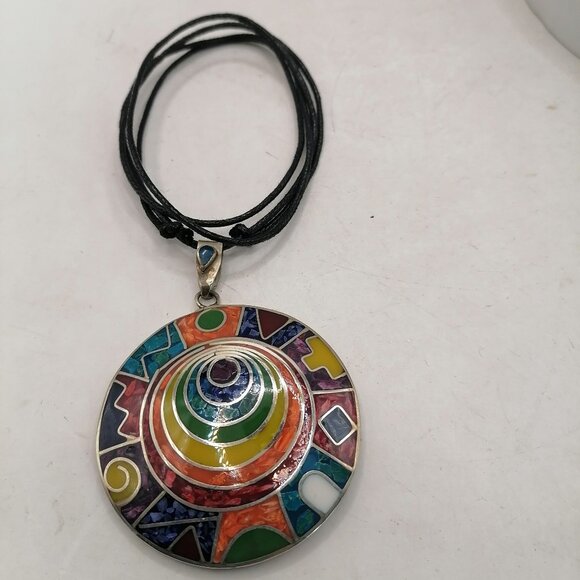 Unisex Adjustable Alpaca Natural Stone Andean Flower Necklace - Picture 1 of 7